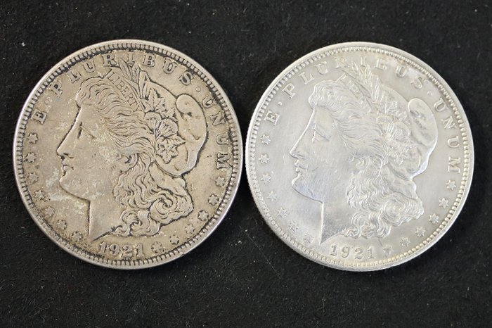 Stati Uniti. Morgan Dollar 1921 (2 pieces)