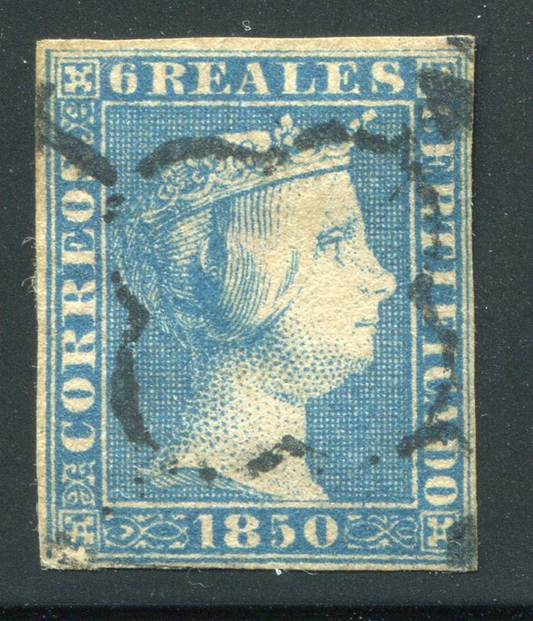Spagna 1850 - Isabella II: 6 blue Reales - Yvert n. 4