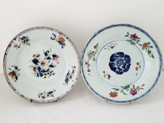 Lastre (2) - Famille rose, Floreale - Porcellana - Cina - Qianlong (1736-1795)