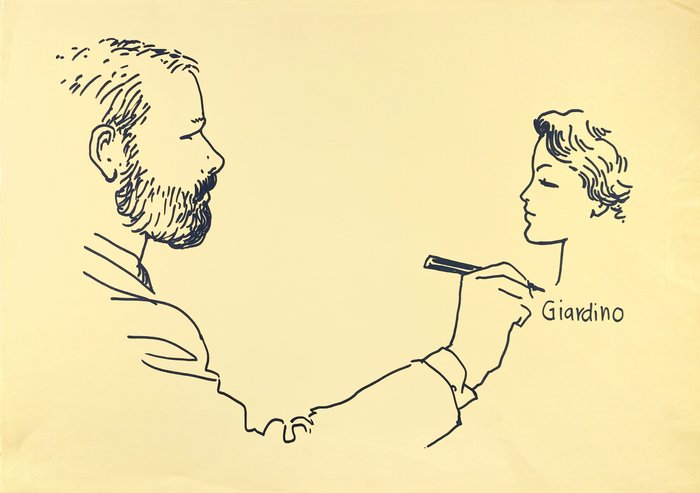 Vittorio Giardino - Illustrazione Originale "Autoritratto Con Ragazza" - Firmato