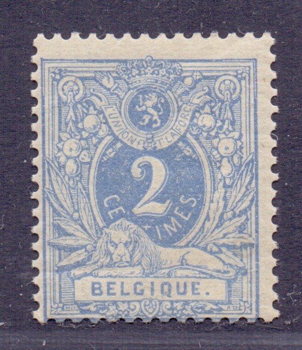 Belgique 1870 - A lying lion with a numeral denomination: 2c 'Chalk paper' - OBP/COB 27c