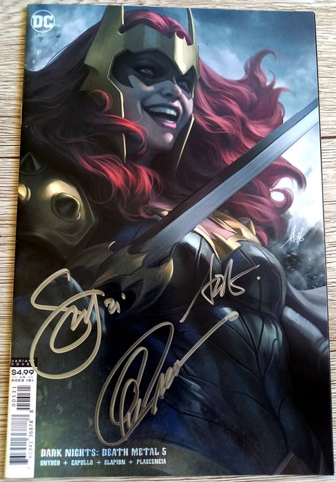 Dark Nights : Death Metal #5 "ArtGerm Variant Cover " - Signed by Artgerm , Scott Snyder and Greg Capullo !!! With COA !!