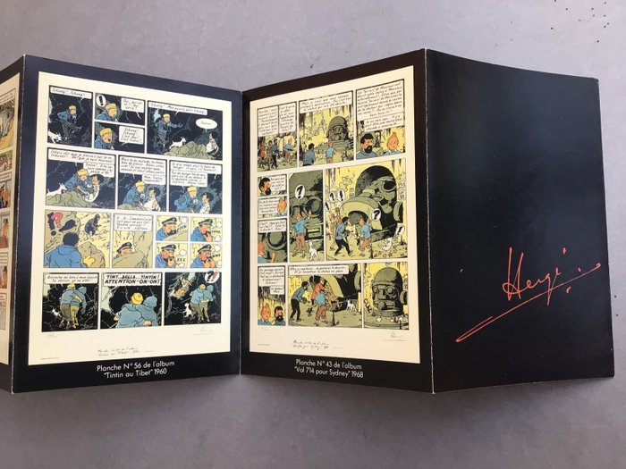 Tintin - Dépliant-Catalogue WWf - Présentation des 10 planches Hergé - Eerste druk - (1982)