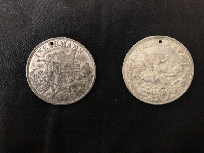 Great Britain. Medals commemorating famous Crimean battle scenes of Balaklava and Inkermann Winter 1854 (2 pieces)