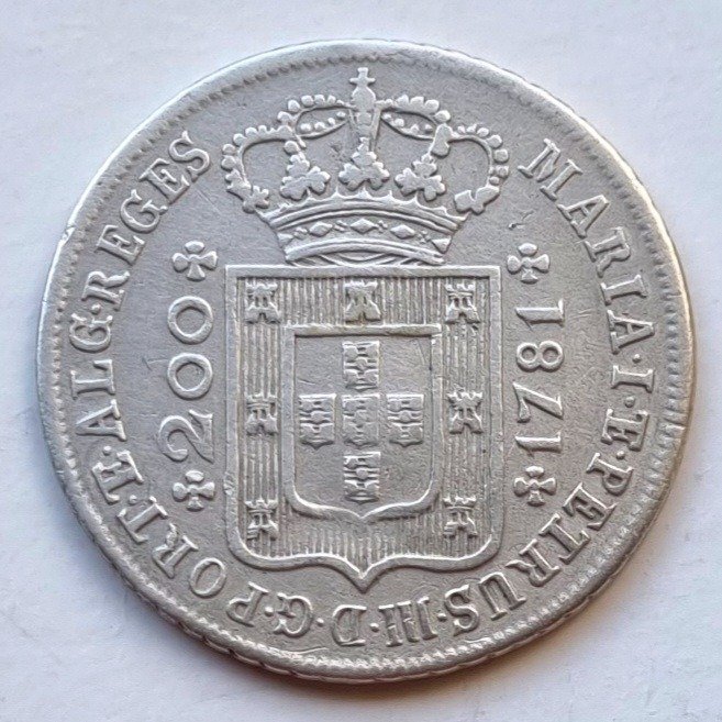 Portugal. D. Maria & D. Pedro III (1777-1786). 12 Vinténs (240 Reis) 1781 - Coroa Alta - Cruz Triunfante - R/Florões e Letras Maiores - Não Classificada