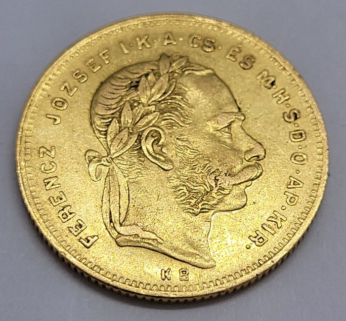 Austria, Hungary. Franz Joseph I. Emperor of Austria (1850-1866). 20 Francs/8 Forint 1875 KB Kremnitz