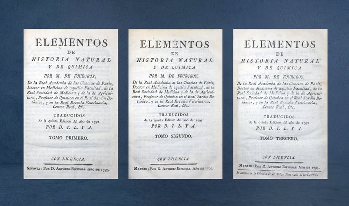 Antoine-François de Fourcroy - Elementos de historia natural y de química por M. de Fourcroy. - 1793/1795