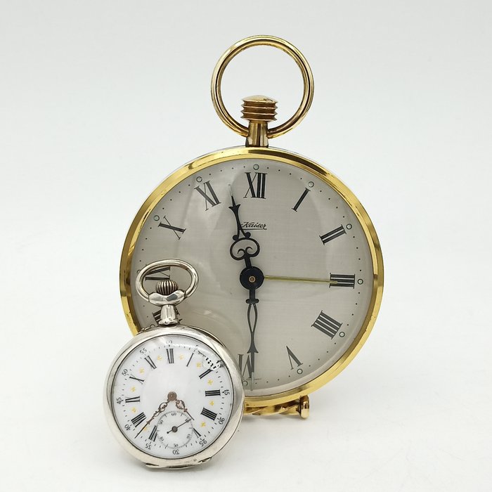 Occasion, Ensemble - réveil - montre gousset - Kaiser - Acier, Plaqué or - XXe siècle Horloges Horloges d'occasion  