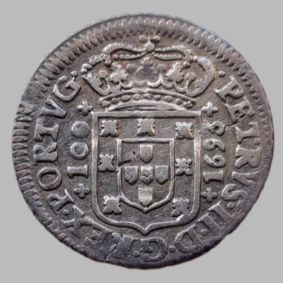 Portugal. D. Pedro II (1683-1706). 6 Vinténs (120 Reis) 1693 - •PETRVS/PORTVG•   Porto - Escasso