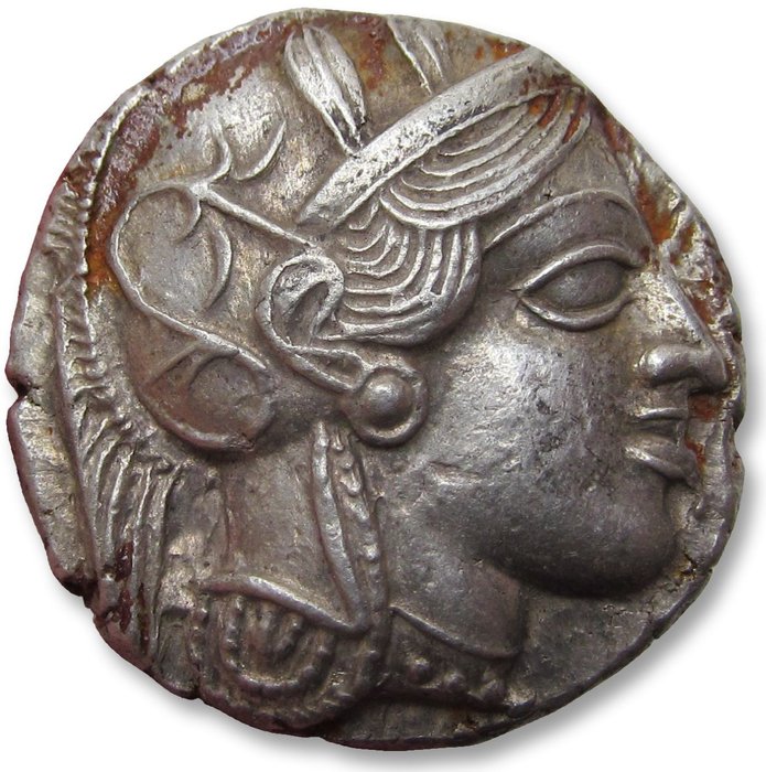 Attica, Athens. Silver Tetradrachm,  454-404 B.C.  - beautiful strong strike -