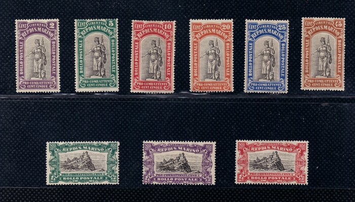 San Marino 1918/1924 - Pro combatants set and later ones with overprint
