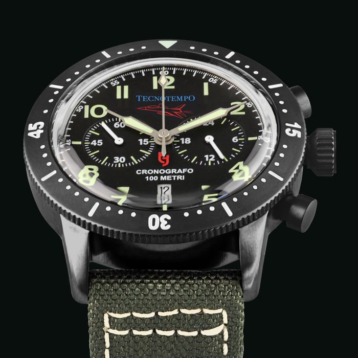 Image 3 of Tecnotempo - "NO RESERVE PRICE" Chronograph 100M WR - "Fighter Pilot" Limited Edition - TT.100.QAT