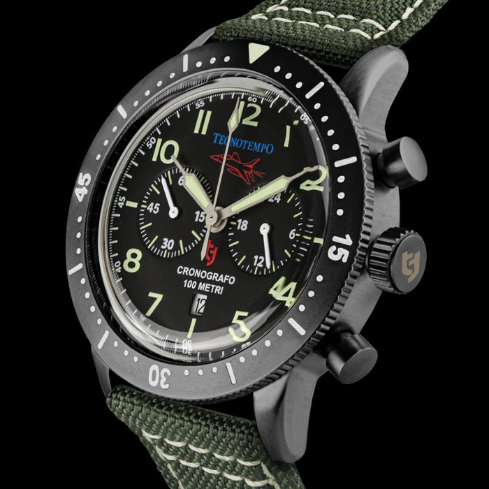 Preview of the first image of Tecnotempo - Chronograph 100M WR -"Fighter Pilot" Limited Edition - - TT.100.QAT - Men - 2021.