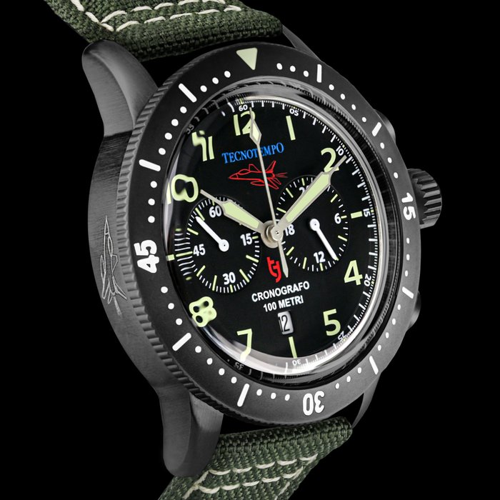 Image 2 of Tecnotempo - "NO RESERVE PRICE" Chronograph 100M WR - "Fighter Pilot" Limited Edition - TT.100.QAT