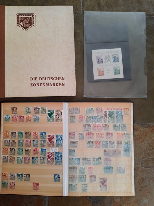 Geallieerde bezetting - Duitsland (Sovjet-zone) 1945/1959 - Collection of zone issues, “SBZ” (Soviet occupation zone), including block 5, American and British