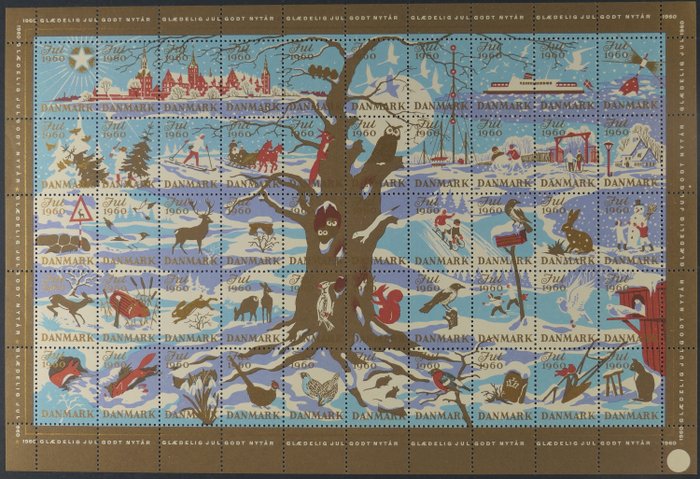Denemarken - Yule stamps in sheets and sheet parts