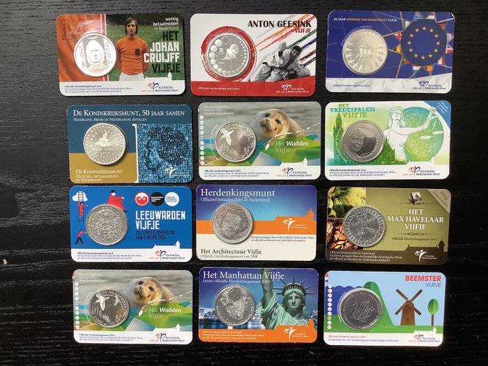 Netherlands. 5 Euro 2004/2022 (12 coincards)