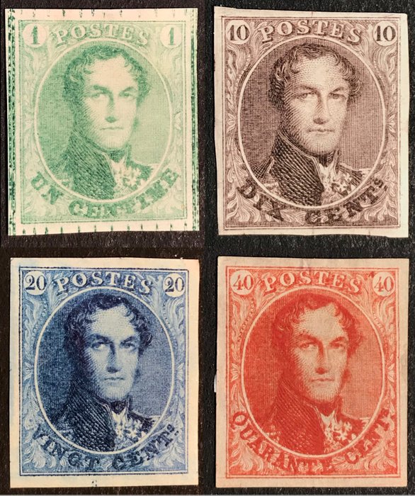 Belgium 1882/1895 - Leopold I Medallion - Reprints of the plate - on Thin Satin Paper - COMPLETE SET - Stes RP057, RP060 RP061, RP062