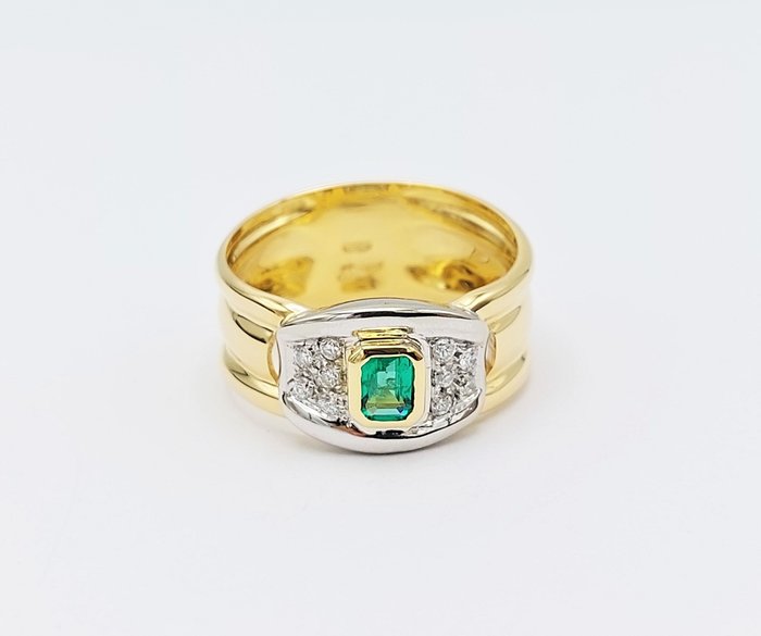 Leo Pizzo - 18 kt Gelbgold, Weißgold - Ring - 0.31 ct Smaragd - Diamanten