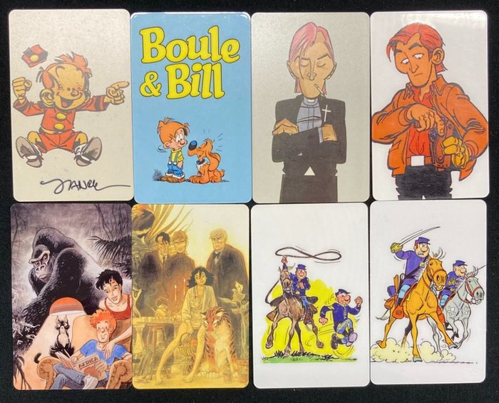 Boule & Bill, Broussaille, Zoo, Soda, Le Petit Spirou, Tuniques Bleues - Lot de 8 cartes Horizon BD dont 3 signées