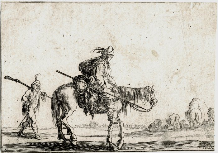Image 2 of Stefano Della Bella (1610-1664) - A pair of etchings from the Caprice involving horses