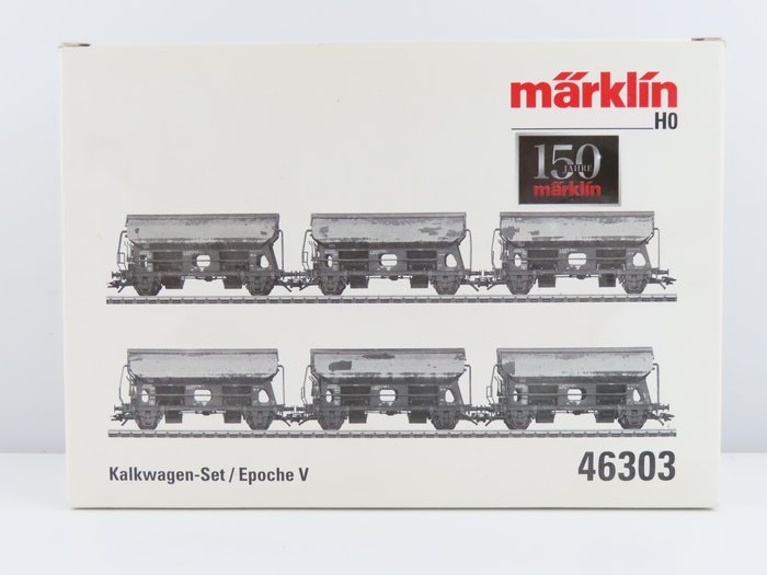 Märklin H0 - 46303 - Freight wagon set - 6 Lime trailers side unloaders with round slides - DB