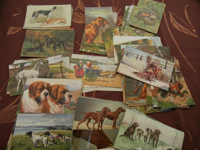 Duitsland, Engeland - Dieren, Fantasie, Landbouw, jacht - Ansichtkaarten (Collectie van 85) - 1900-1920