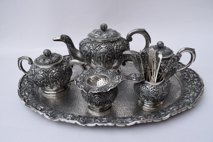 Koffie en theeservies (20) – Zilver – Indonesië – Begin 20e eeuw