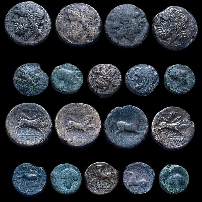 Greece (Asia Minor), Apulia, Arpi and Salapia. Lot x 9 Æ coins,  3rd-2nd century BC