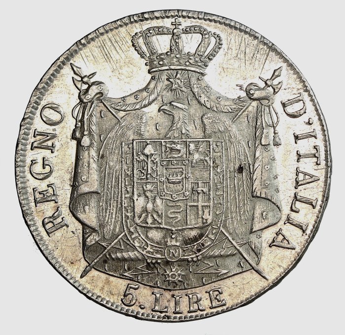 Italy, Kingdom of Italy (Napoleonic). Napoleone I - Re d'Italia (1805-1814). 5 Lire 1809 Milano