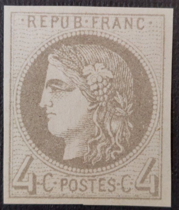 France 1870 - Bordeaux, 4 centimes grey, transfer 2 - Yvert 41B