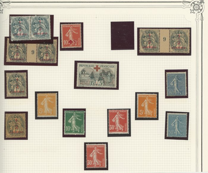 Frankreich - Semi-modern and modern assortment, Blanc stamps with vintage, Semeuse, Pasteur, Red Cross, with