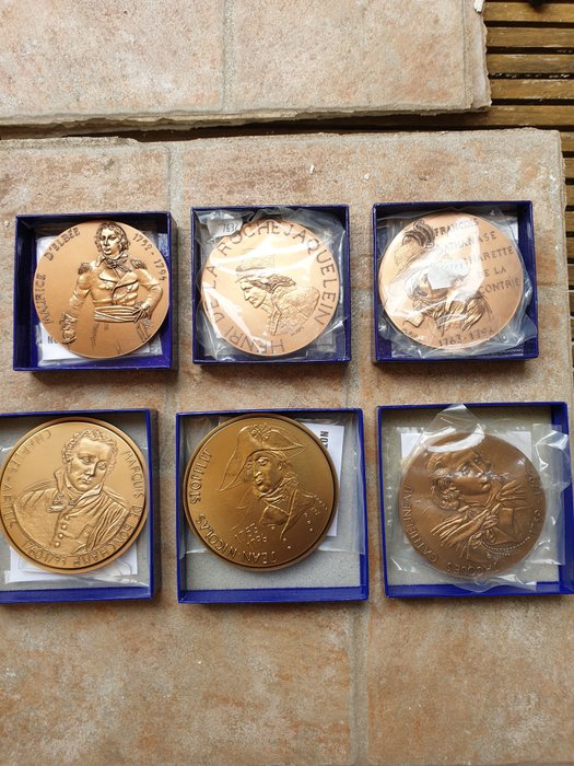 France. Lot de 6 médailles en Bronze avec Généraux de Guerre. Monnaie de Paris. ND