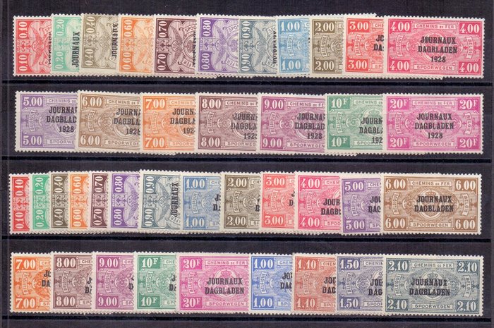 Bélgica 1928/1931 - Colección completa de sellos de periódicos. - OBP/COB JO1/18 + 19/36 + 37/40