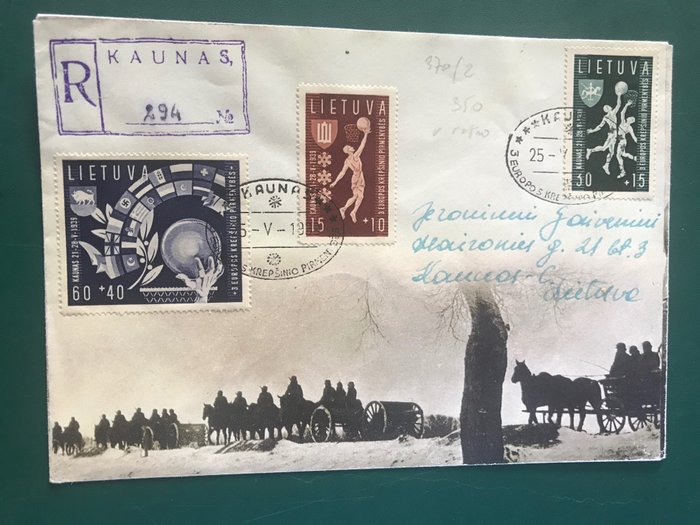 Lithuania 1933 - Sports emission with FDC, great envelope - Michel 370/372