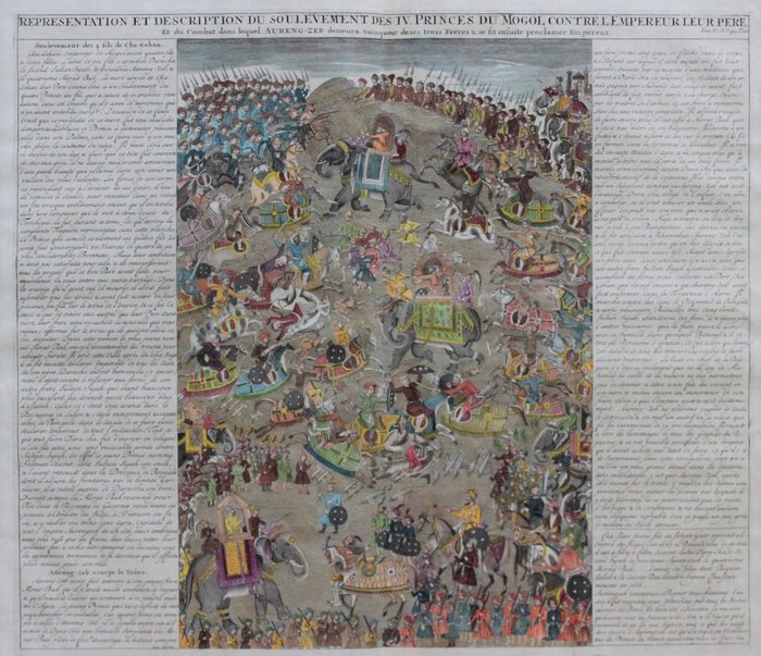 Asia, India, Mughal Empire; H. A. Chatelain - Representation et description du soulevement des IV. Princes du Mogol (...) - 1701-1720