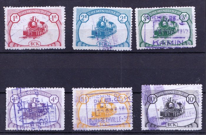 Belgisch-Congo 1942/1942 - Belgian Congo Railway stamps, catalogue value €1,100 - OBP - COB CP 18/23