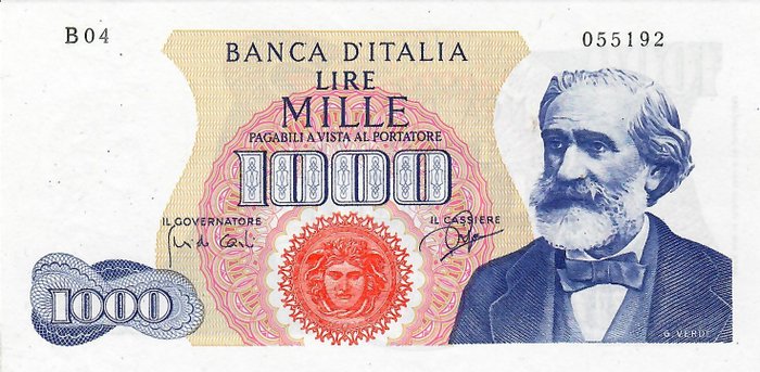 Italy - 1.000 Lire 14/07/1962 "Verdi" I tipo - Gigante BI 55A; Pick 96a