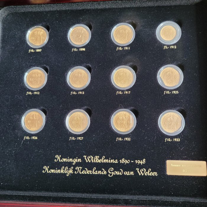 Netherlands. Wilhelmina (1890-1948). 10 Gulden en 5 Gulden 1897/1933 (Reeks van 11 stuks gouden tientje inclusief 1898 + gouden vijfje)