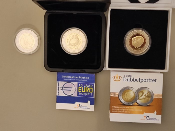 Netherlands. 2 Euro 2009/2013 Proof (3 coins)