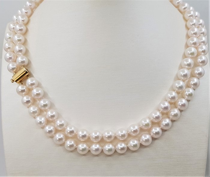 Image 3 of 8.5x9mm Akoya Pearls - 14 kt. Yellow gold - Necklace