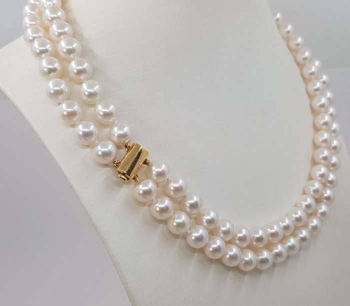 Image 3 of 8.5x9mm Akoya Pearls - 14 kt. Yellow gold - Necklace