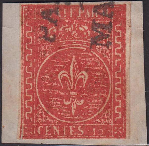 Italiaanse oude staten - Parma 1854 - II emissione, c. 15 rosso vermiglio - Sassone N. 7a
