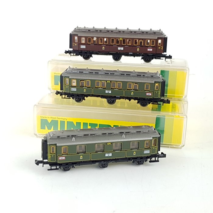 Minitrix N - 13304/13305 - Passenger carriage - Three graceful carriages - KPEV