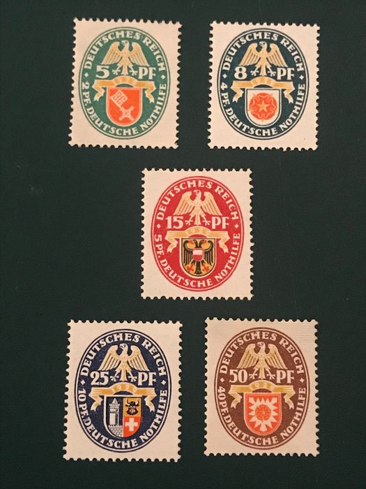 German Empire 1929 - Nothilfe: Coats of Arms IV - Michel 430/434