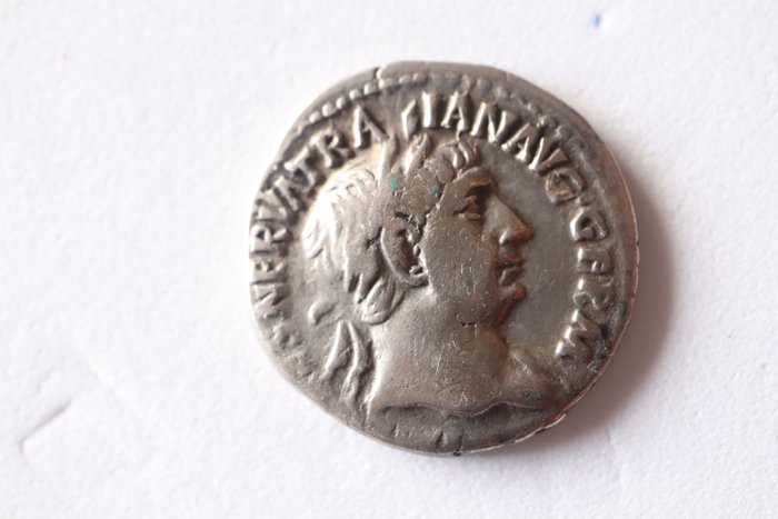 Roman Empire. Trajan (AD 98-117). AR Denarius,  Rome, AD 101-102 - Hercules standing on altar holding club and lion-skin