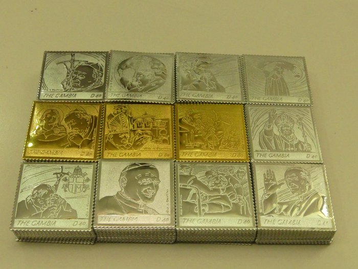 Gambia 2005 - 240 timbre de aur și argint papa Ioan Paul