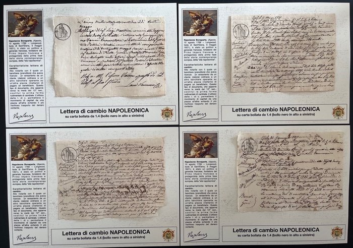 Italy - 4 lettere di Cambio Napoleoniche - primi dell'800