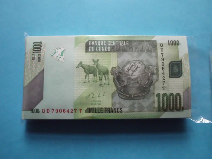 Congo, Democratic Republic (Kinshasa) - 100 x 1000 Francs 2013 (15), 2020 (85) - Pick 101b, 101c