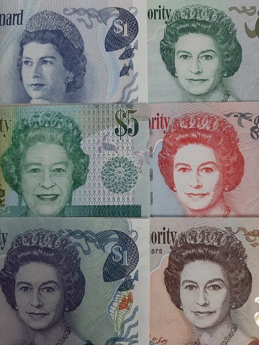 Cayman Islands - 6 banknotes - Various dates - Queen Elizabeth II - Pick 5e, 23, 31, 33d, 34b, 39a